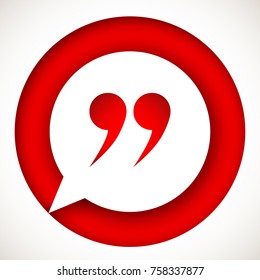 Innovative vector basic quotation marks template in quotes against the Red backdrop. Creative banner illustration with a quote in frame with quotes. red Color paper template modern typography design.