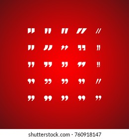 Innovative vector basic quotation marks template in quotes against the Red backdrop. Creative banner illustration with a quote in frame with quotes. red Color paper template modern typography design.