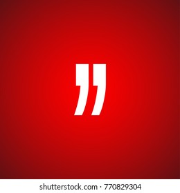 Innovative vector basic quotation marks template in quotes against the Red backdrop. Creative banner illustration with a quote in frame with quotes. red Color paper template modern typography design.