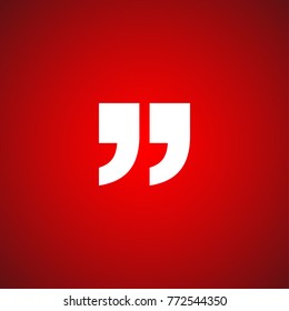 Innovative vector basic quotation marks template in quotes against the Red backdrop. Creative banner illustration with a quote in frame with quotes. red Color paper template modern typography design.