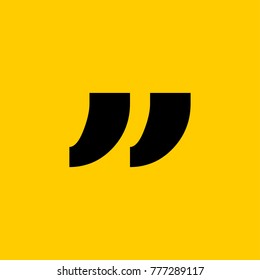 Innovative vector basic quotation marks template in quotes against the Yellow backdrop. Creative banner illustration with a quote in a frame with quotes. Color paper template modern typography design.