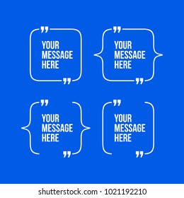 Innovative vector quotation template in quotes against the Blue backdrop. Creative vector banner illustration with a quote in a frame with quotes. Color paper template modern typography design.