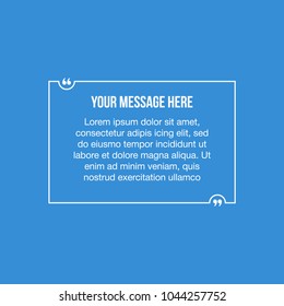 Innovative vector quotation template in quotes against the Blue backdrop. Creative vector banner illustration with a quote in a frame with quotes. Color paper template modern typography design.