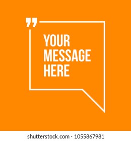 Innovative vector quotation template in quotes against the Orange backdrop. Creative vector banner illustration with a quote in a frame with quotes. Color paper template modern typography design.