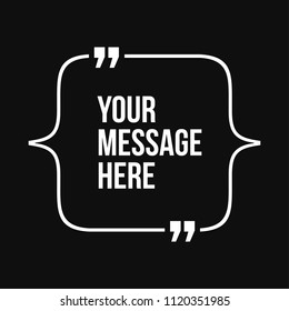 Innovative vector quotation template in quotes against the Blue backdrop. Creative vector banner illustration with a quote in a frame with quotes. Color paper template modern typography design.