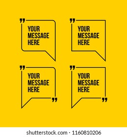 Innovative vector quotation template in quotes against the Yellow backdrop. Creative vector banner illustration with a quote in a frame with quotes. Color paper template modern typography design.