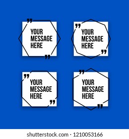 Innovative vector quotation template in quotes against the Blue backdrop. Creative vector banner illustration with a quote in a frame with quotes. Color paper template modern typography design.