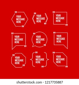 Innovative vector quotation template in quotes against the Red backdrop. Creative vector banner illustration with a quote in a frame with quotes. Color paper template modern typography design.