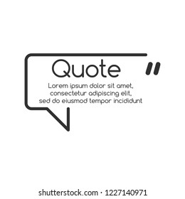 Innovative vector quotation template in quotes. Creative vector banner illustration with a quote in a frame with quotes. Vector illustration isolated on white background.