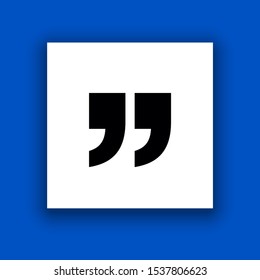 Innovative vector quotation template in quotes against the Blue backdrop. Creative vector banner illustration with a quote in a frame with quotes. Color paper template modern typography design.