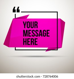 Innovative vector quotation template in quotes against the backdrop of a blob of ink. Creative vector banner illustration with a quote in a frame with quotes. Color paper template modern grunge design