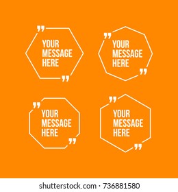 Innovative vector quotation template in quotes against the Orange backdrop. Creative vector banner illustration with a quote in a frame with quotes. Color paper template modern typography design.