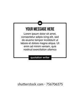 Innovative vector quotation template in quotes against the White backdrop. Creative vector banner illustration with a quote in a frame with quotes. Color paper template modern typography design.