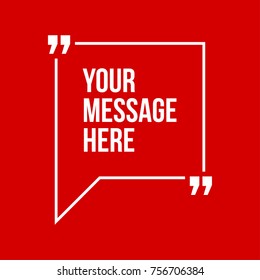 Innovative vector quotation template in quotes against the Red backdrop. Creative vector banner illustration with a quote in a frame with quotes. Color paper template modern typography design.