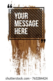 Innovative vector quotation template in quotes against the backdrop of a blob of ink. Creative vector banner illustration with a quote in a frame with quotes. Color paper template modern grunge design