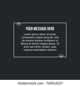 Innovative vector quotation template in quotes against the Black backdrop. Creative vector banner illustration with a quote in a frame with quotes. Color paper template modern typography design.