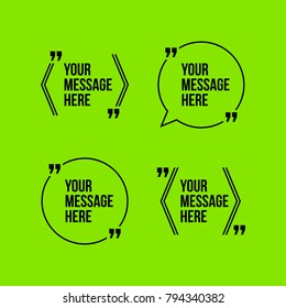 Innovative vector quotation template in quotes against the Green backdrop. Creative vector banner illustration with a quote in a frame with quotes. Color paper template modern typography design.