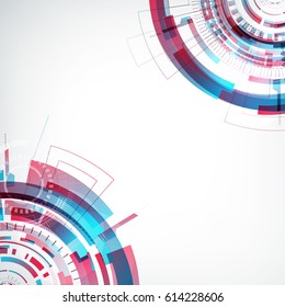 Innovative virtual abstract future template with interactive hi-tech digital round shapes on light background vector illustration