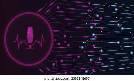 Innovative voice recognition illustration background, ideal for projects related to voice recognition, AI, and technology advancements.