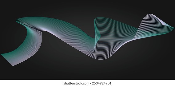 Innovative wave designs for creative projects. Digital frequency equalizer imagery. Modern line art backdrop. Vector illustration with wavy gradient lines. Fluid curved stripes, sophisticated style.