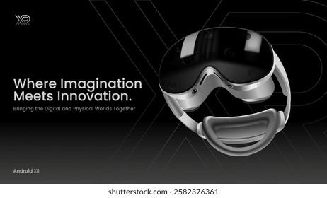 Innovative XR Device Next-Generation Virtual Reality and Augmented Reality Technology vector design