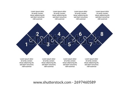 Innovative Zigzag 8-Step Infographic Design, Editable Vector Template for Business Progress Timeline and Corporate Presentation Flowchart