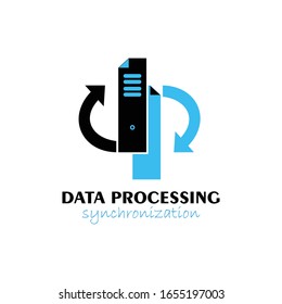 Innovator abstract circles shape group, blue and black color stylish vector logotype. a combination of the letter d and p. synchronization data.