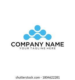 Innovator abstract circles shape group, blue color stylish vector logotype.