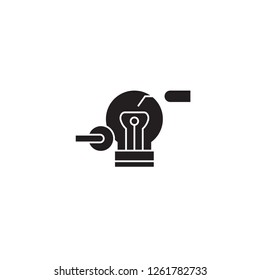 Innovator black vector concept icon. Innovator flat illustration, sign