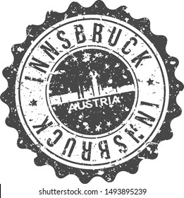 Innsbruck Austria City Skyline. Silhouette City. Design Vector. Famous Monuments.