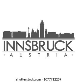 Innsbruck Austria Skyline Silhouette Design City Vector Art Famous Buildings.