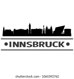 Innsbruck Austria Skyline Silhouette Stamp City Design Vector Art Template