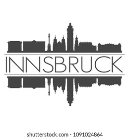 Innsbruck Austria Skyline Vector Art Mirror Silhouette Emblematic Buildings