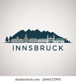 Silhueta da linha do horizonte de Innsbruck — Ilustração do vetor da cidade alpina austríaca