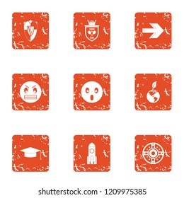 Inoffensive icons set. Grunge set of 9 inoffensive vector icons for web isolated on white background