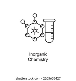 Ilustración de diseño del icono de contorno del vector de química inorgánica. Símbolo de tecnología educativa sobre fondo blanco archivo EPS 10