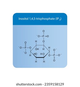 Inositol trisphosphate (IP3) endogenous second messenger in cell signaling, playing a role in the release of calcium ions from intracellular stores Molecular structure skeletal formula.