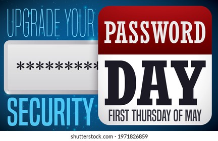 Input box with rounded loose-leaf calendar, reminding at you to improve your cyber security during Password Day the first Thursday of May.