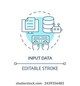 Input data soft blue concept icon. Key element of prompt. Specific information for chatbot. Data entry. Round shape line illustration. Abstract idea. Graphic design. Easy to use in article - Powered by Shutterstock - Get 15% off with code: PIKWIZARD15