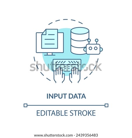 Input data soft blue concept icon. Key element of prompt. Specific information for chatbot. Data entry. Round shape line illustration. Abstract idea. Graphic design. Easy to use in article