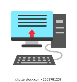 Entrada de cor plana, ícone mini ilustração. use para conceito moderno, impressão, UI, kit UX, web e desenvolvimento de aplicativos. Vetor relacionado ao trabalho remoto, trabalho em casa.