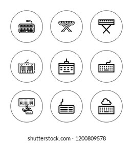 Input icon set. collection of 9 outline input icons with  icons. editable icons.