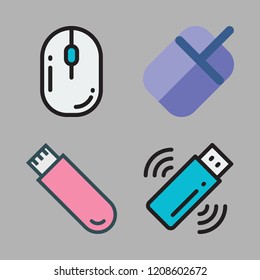 input icon set. vector set about mouse and pendrive icons set.
