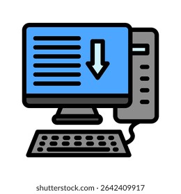Icono de color de contorno de mini ilustración de entrada, uso para aprendizaje automático, educación, industria tecnológica, interfaz de usuario, kit UX, App y desarrollo de Web, digital o impreso.