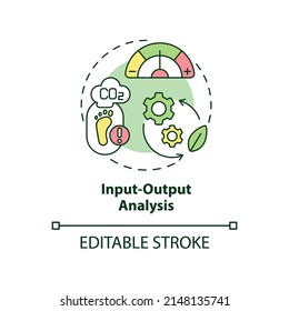 Input output analysis concept icon. Science research. Method of industrial ecology abstract idea thin line illustration. Isolated outline drawing. Editable stroke. Arial, Myriad Pro-Bold fonts used