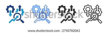 Input Output Analysis icon set multiple style collection