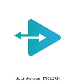 Input and output vector triangle arrow logo. Play media icon. Stock illustration