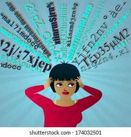 Input Overload: Girl under pressure overwhelmed by information