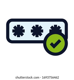 Input Password Ok. Simple Vector Color Icon.
