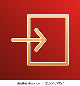 Input sign. Golden gradient Icon with contours on redish Background. Illustration.